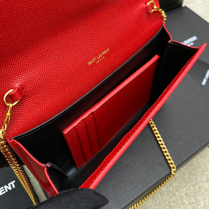 Saint Laurent Uptown Chain Wallet 607788 Red