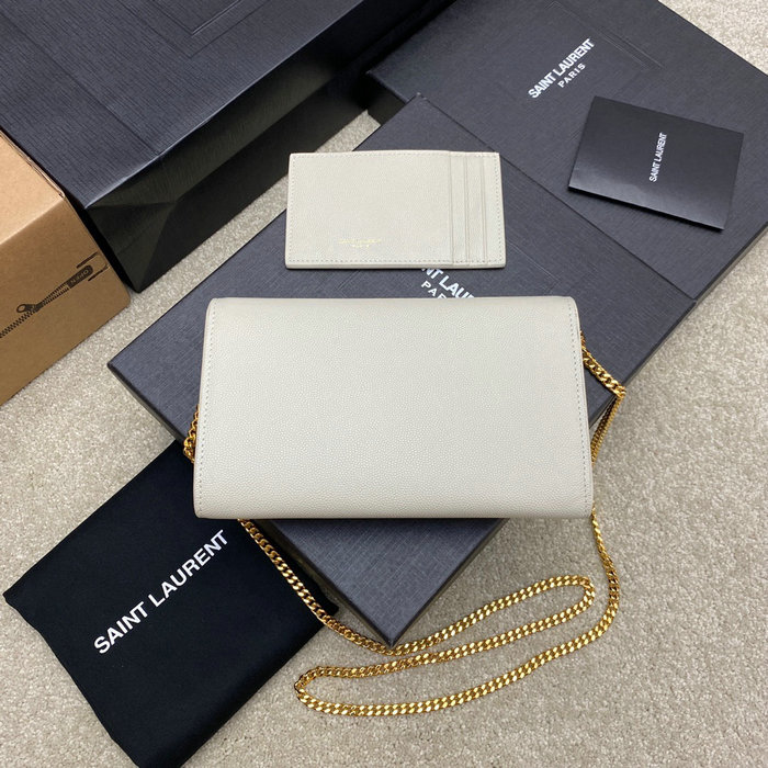 Saint Laurent Uptown Chain Wallet 607788 White