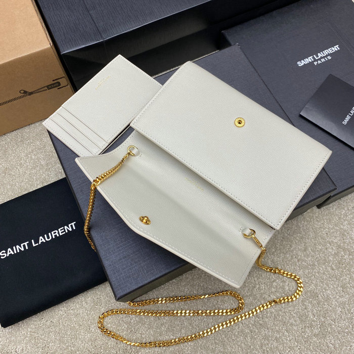 Saint Laurent Uptown Chain Wallet 607788 White