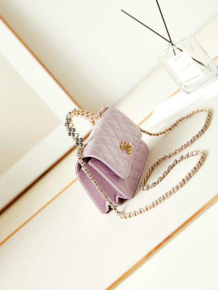 Small Chanel Flap Bag with Top Handle AP3803 Pink