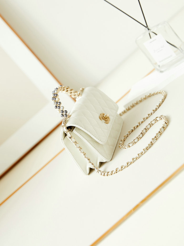 Small Chanel Flap Bag with Top Handle AP3803 White