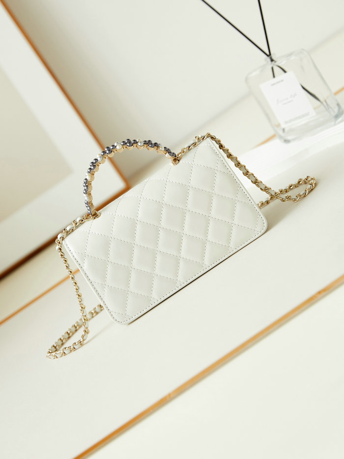 Small Chanel Flap Bag with Top Handle AP3803 White