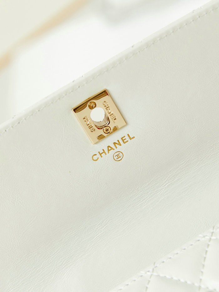 Small Chanel Flap Bag with Top Handle AP3803 White