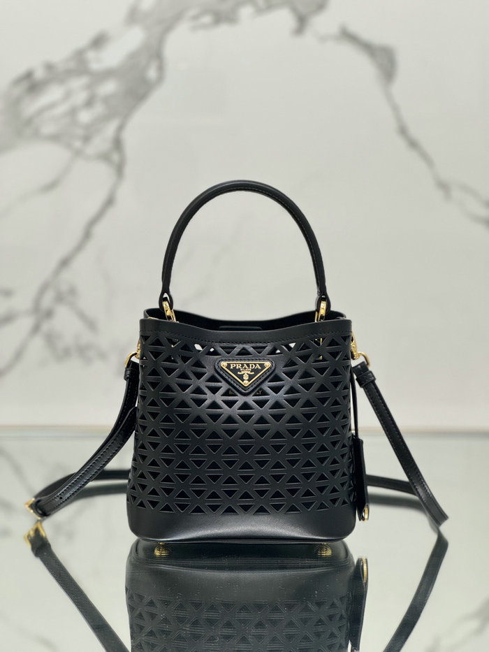 Prada Mini Panier Leather Tote Bag 1BA217 Black