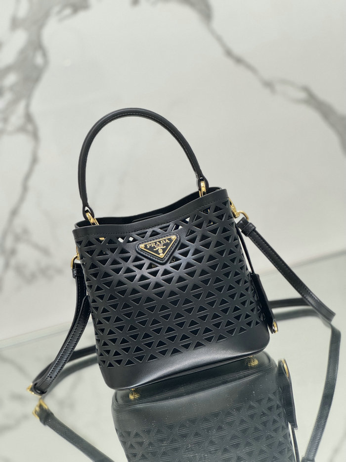 Prada Mini Panier Leather Tote Bag 1BA217 Black