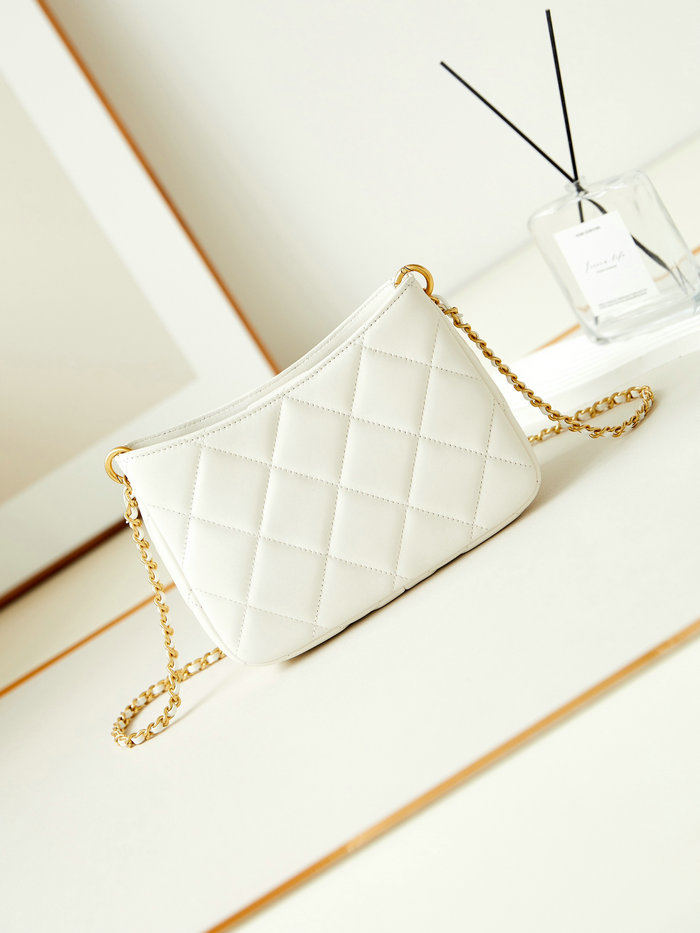 Small Chanel Lambskin Hobo Bag AS4859 White