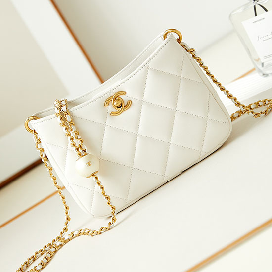 Small Chanel Lambskin Hobo Bag AS4859 White