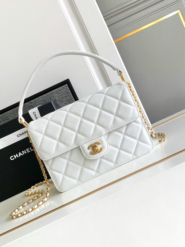 Chanel Flap Bag with Top Handle AS4039 White