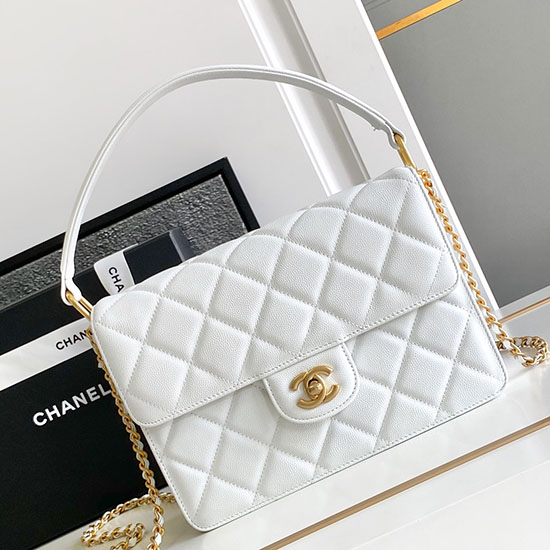Chanel Flap Bag with Top Handle AS4039 White