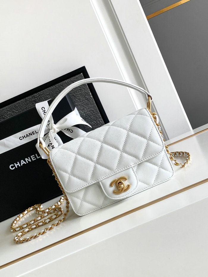 Chanel Mini Flap Bag with Top Handle AS4037 White