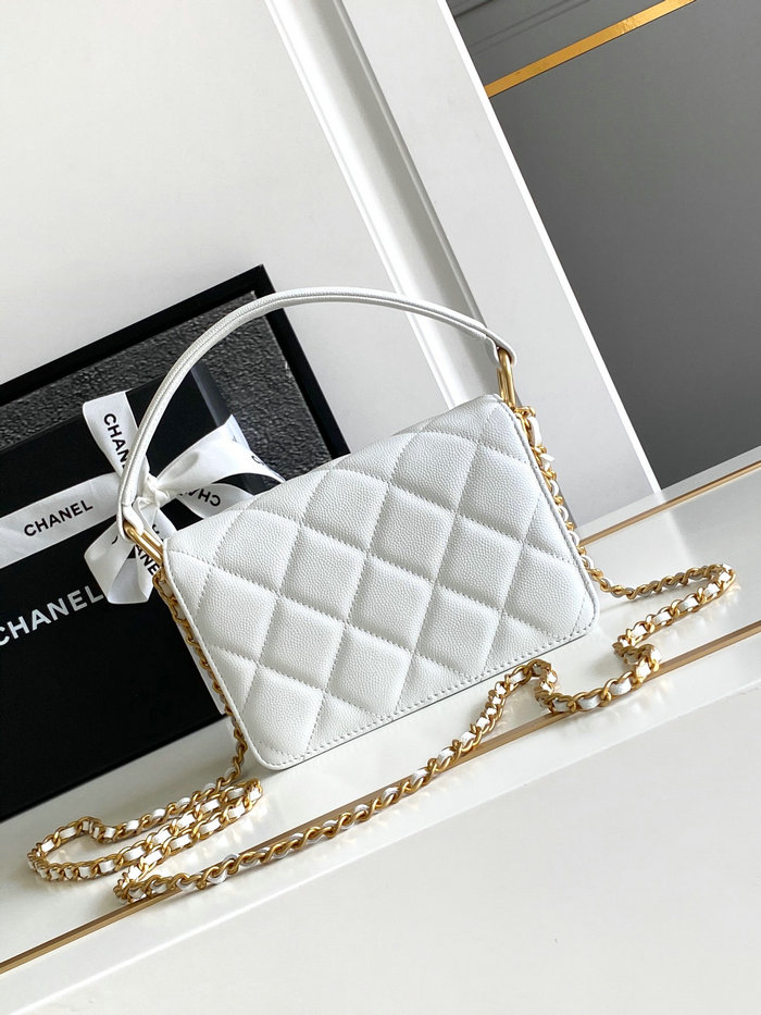 Chanel Mini Flap Bag with Top Handle AS4037 White