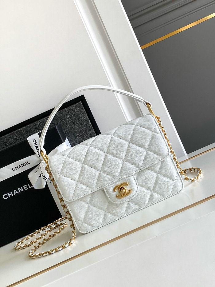 Chanel Small Flap Bag with Top Handle AS4038 White