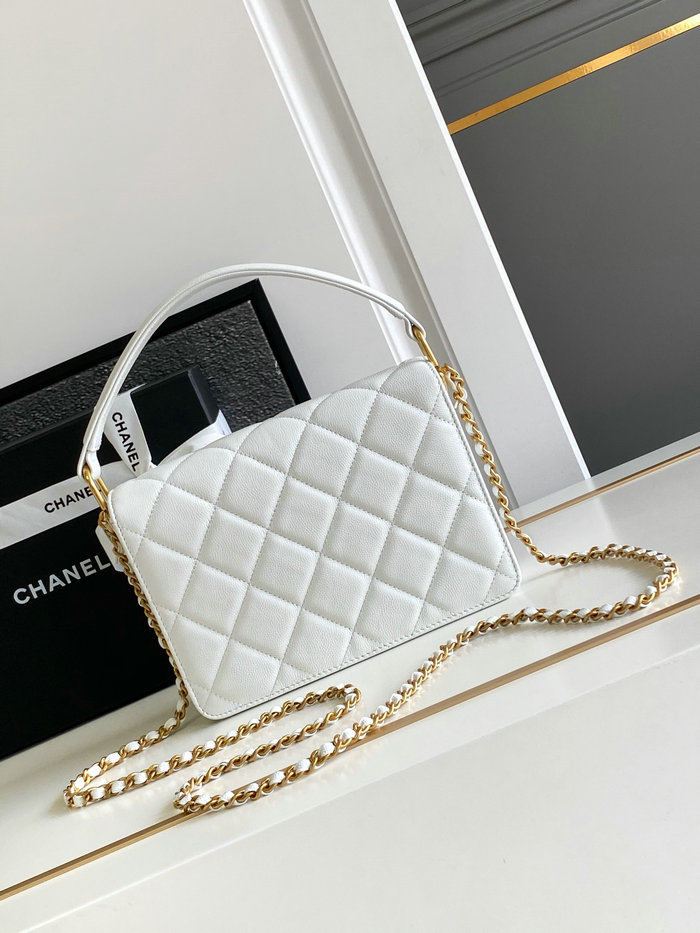 Chanel Small Flap Bag with Top Handle AS4038 White