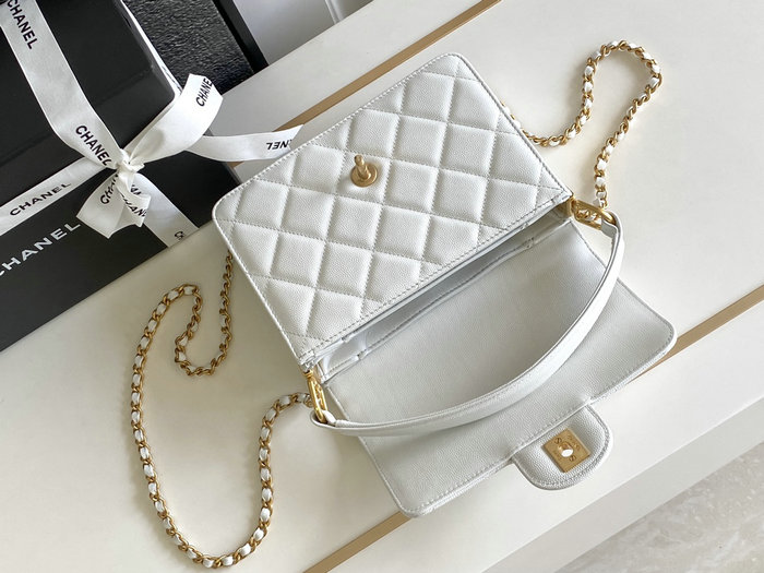 Chanel Small Flap Bag with Top Handle AS4038 White