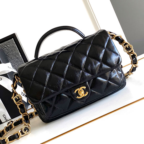 Chanel Small Flap Bag with Top Handle Black AS4992