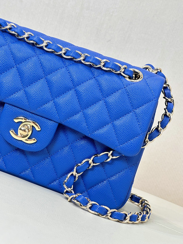 Medium Chanel Grained Calfskin Flap Bag A01112 Blue