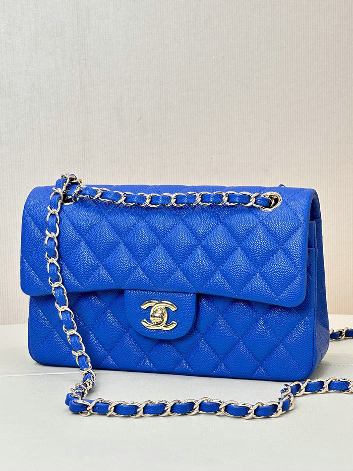 Medium Chanel Grained Calfskin Flap Bag A01112 Blue