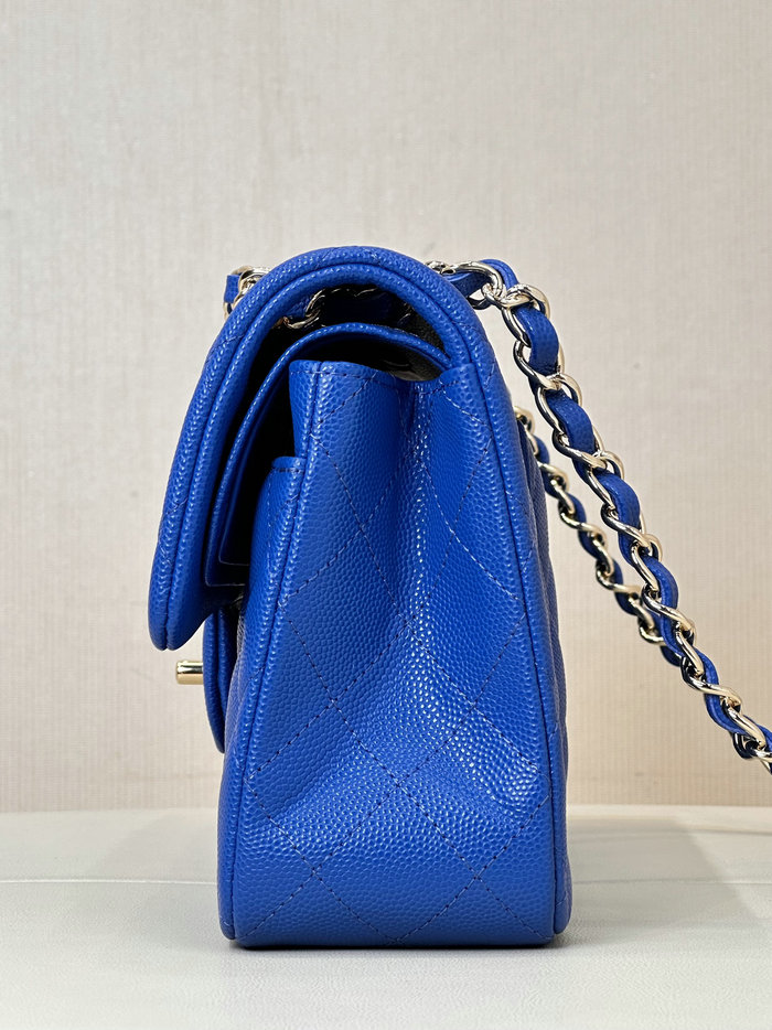 Medium Chanel Grained Calfskin Flap Bag A01112 Blue