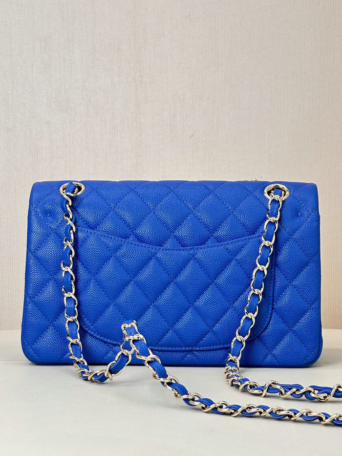 Medium Chanel Grained Calfskin Flap Bag A01112 Blue