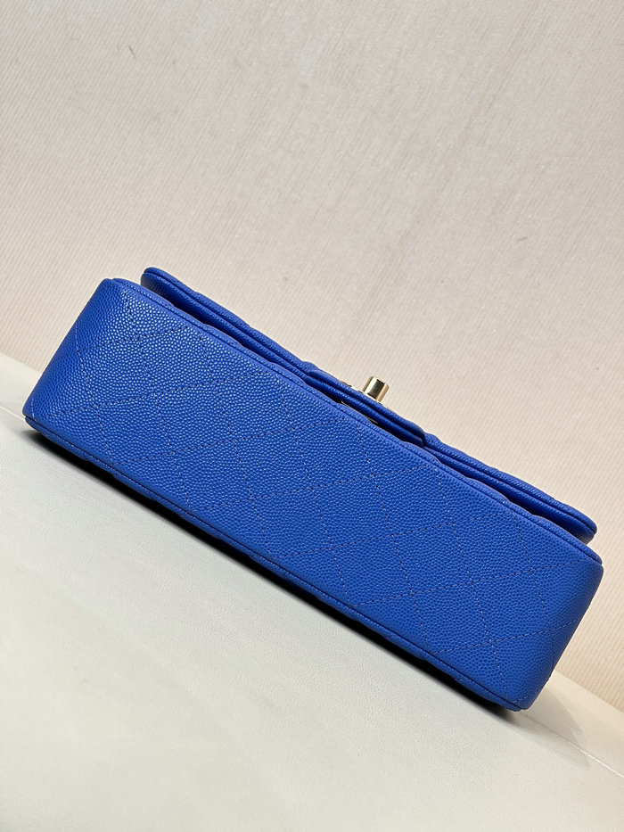 Medium Chanel Grained Calfskin Flap Bag A01112 Blue