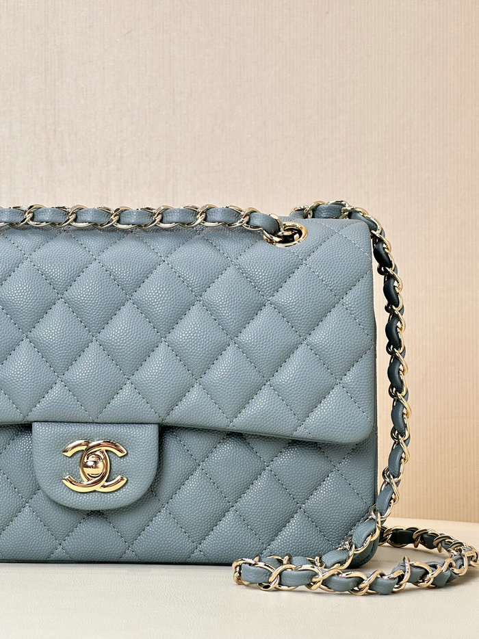 Medium Chanel Grained Calfskin Flap Bag A01112 Dark Blue