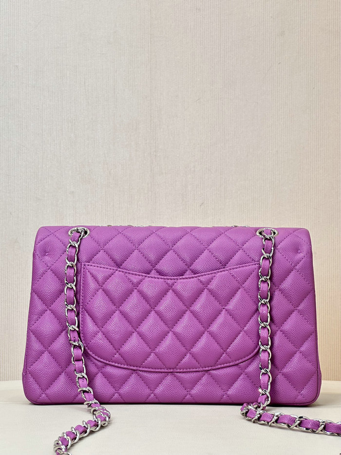 Medium Chanel Grained Calfskin Flap Bag A01112 Dark Purple