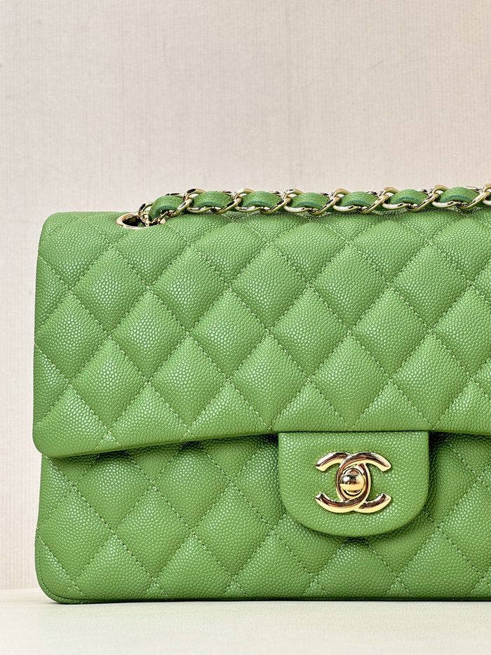 Medium Chanel Grained Calfskin Flap Bag A01112 Green