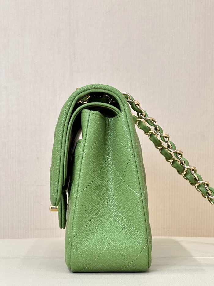 Medium Chanel Grained Calfskin Flap Bag A01112 Green