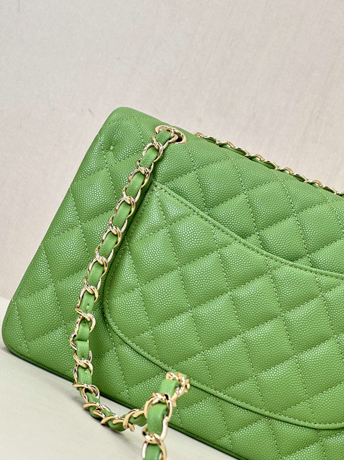 Medium Chanel Grained Calfskin Flap Bag A01112 Green