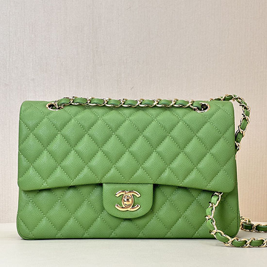 Medium Chanel Grained Calfskin Flap Bag A01112 Green