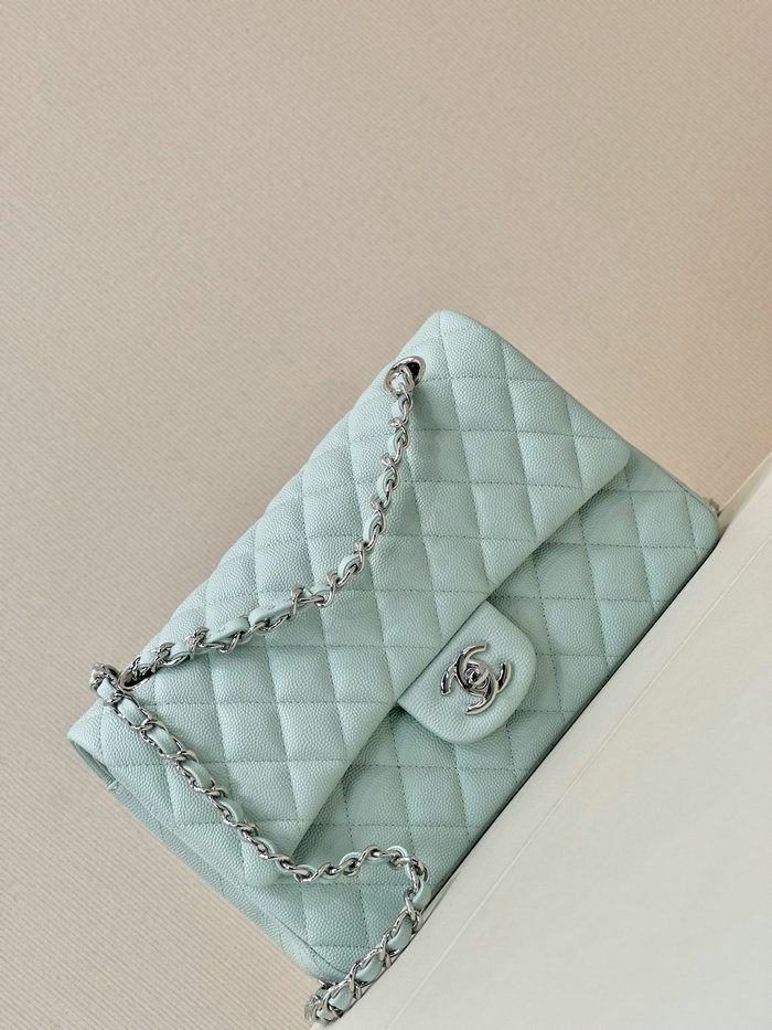 Medium Chanel Grained Calfskin Flap Bag A01112 Light Blue