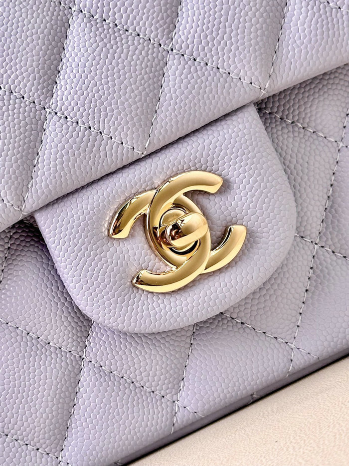 Medium Chanel Grained Calfskin Flap Bag A01112 Light Purple