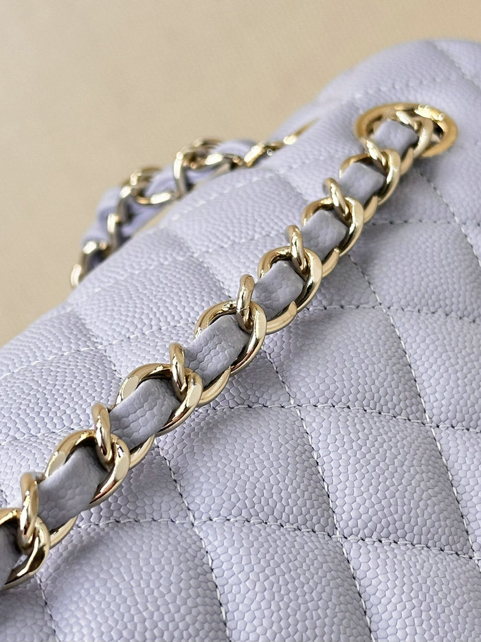 Medium Chanel Grained Calfskin Flap Bag A01112 Light Purple