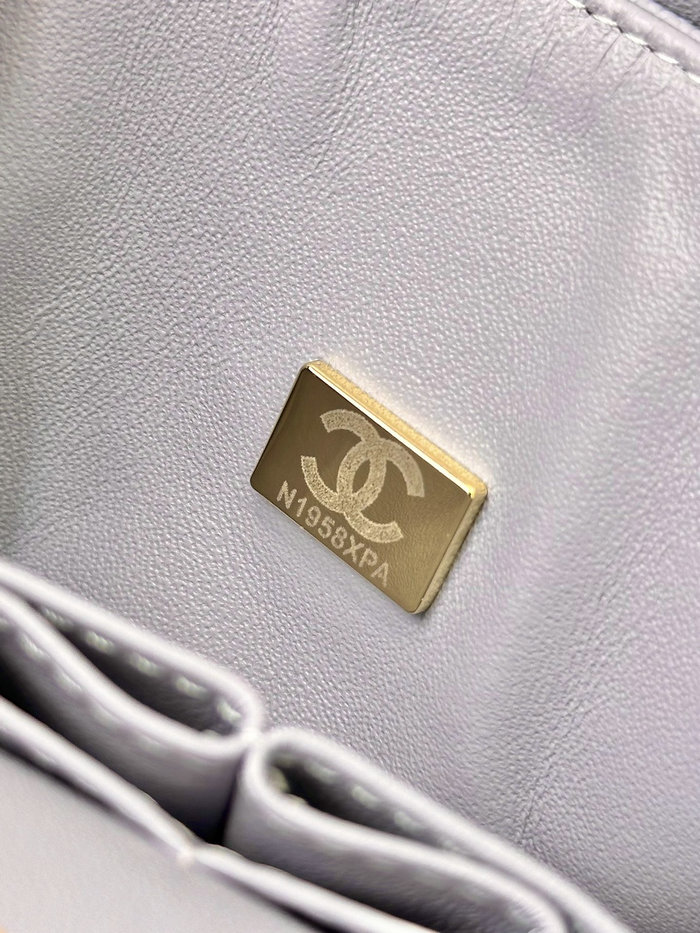 Medium Chanel Grained Calfskin Flap Bag A01112 Light Purple