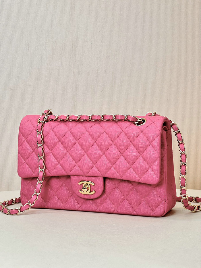 Medium Chanel Grained Calfskin Flap Bag A01112 Peach