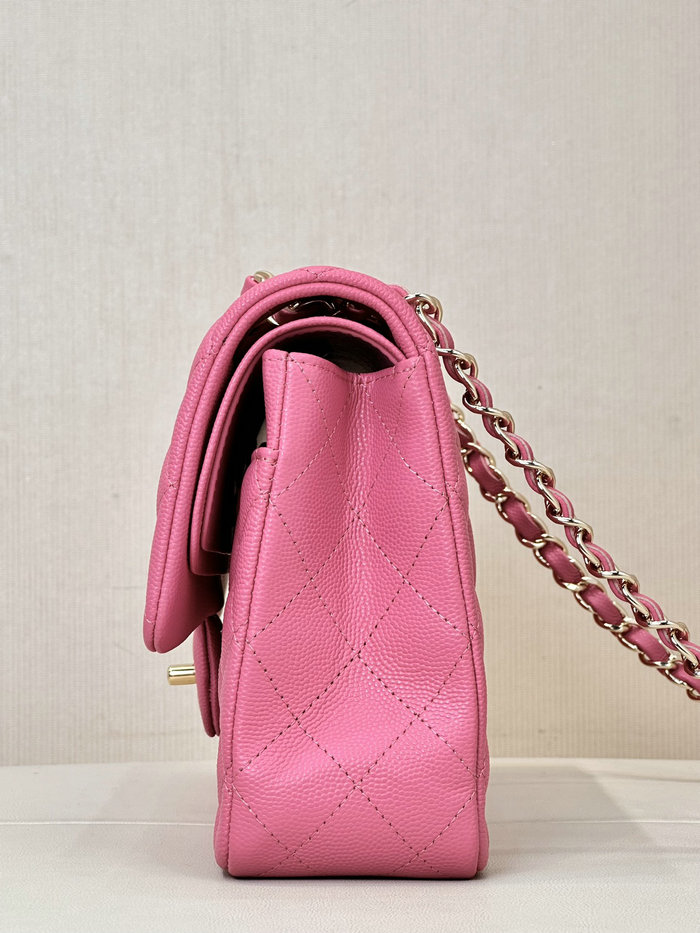 Medium Chanel Grained Calfskin Flap Bag A01112 Peach