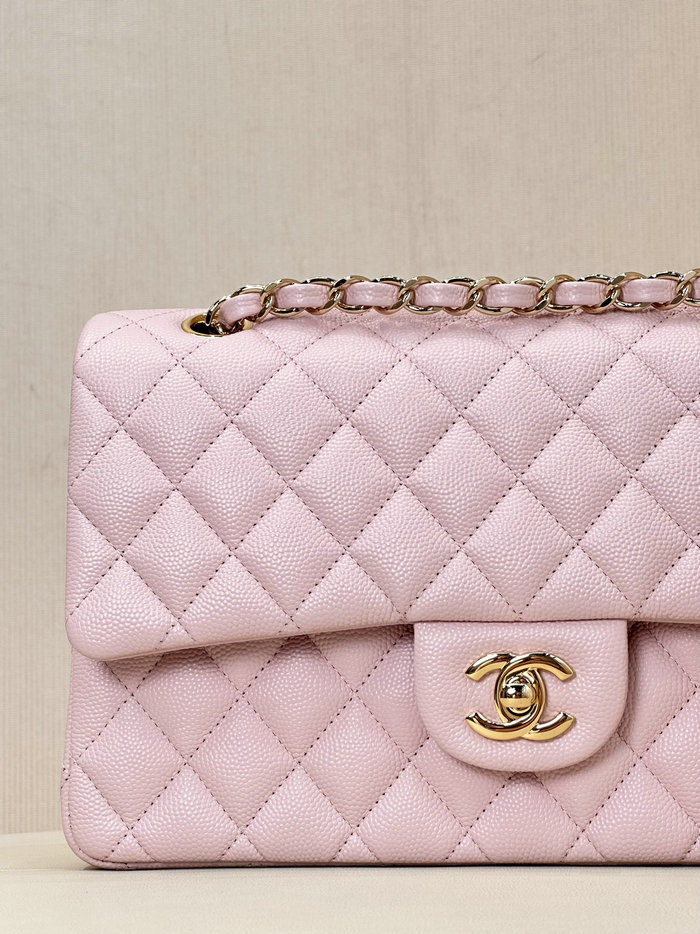 Medium Chanel Grained Calfskin Flap Bag A01112 Pink