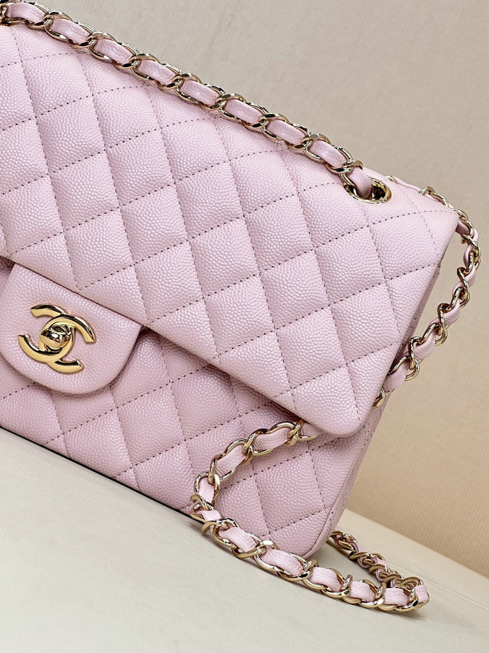 Medium Chanel Grained Calfskin Flap Bag A01112 Pink