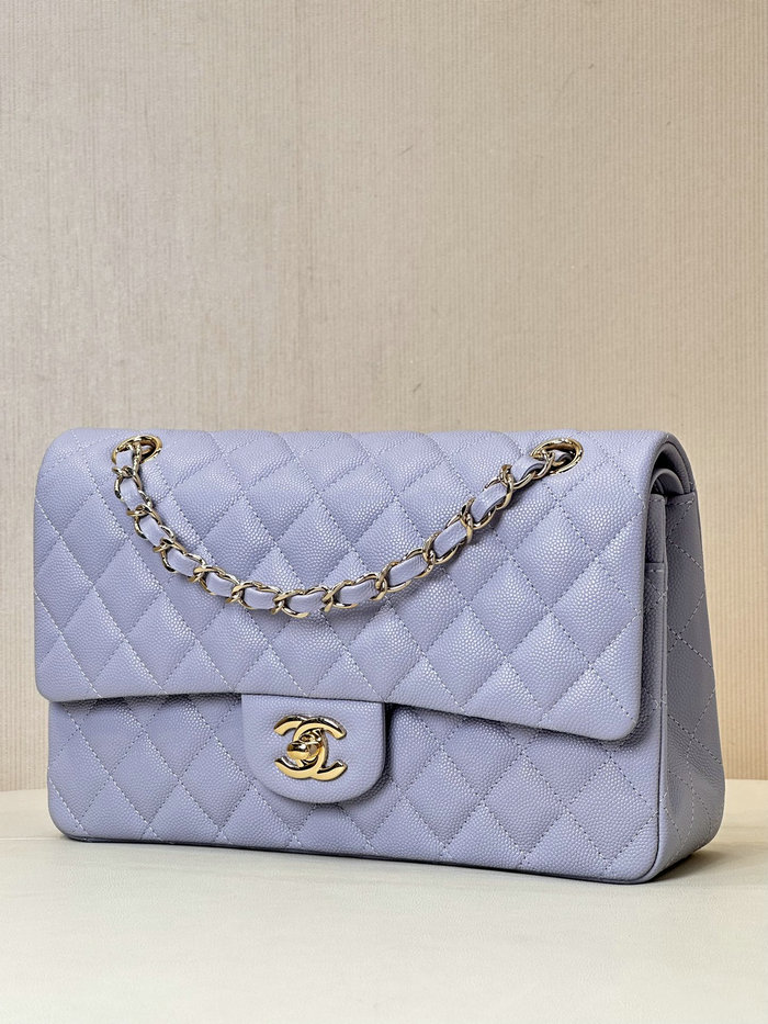 Medium Chanel Grained Calfskin Flap Bag A01112 Purple