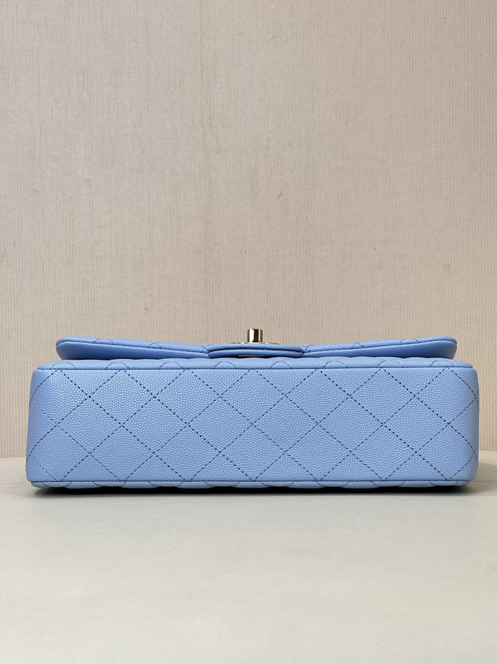 Medium Chanel Grained Calfskin Flap Bag A01112 Skyblue