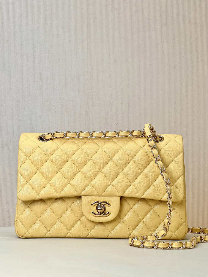 Medium Chanel Grained Calfskin Flap Bag A01112 Yellow