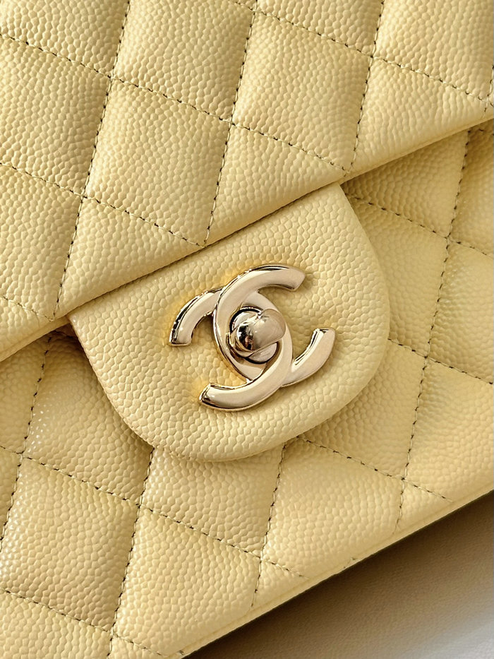 Medium Chanel Grained Calfskin Flap Bag A01112 Yellow