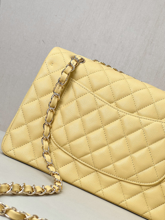 Medium Chanel Grained Calfskin Flap Bag A01112 Yellow