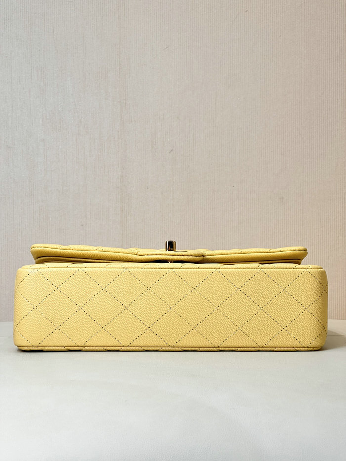 Medium Chanel Grained Calfskin Flap Bag A01112 Yellow