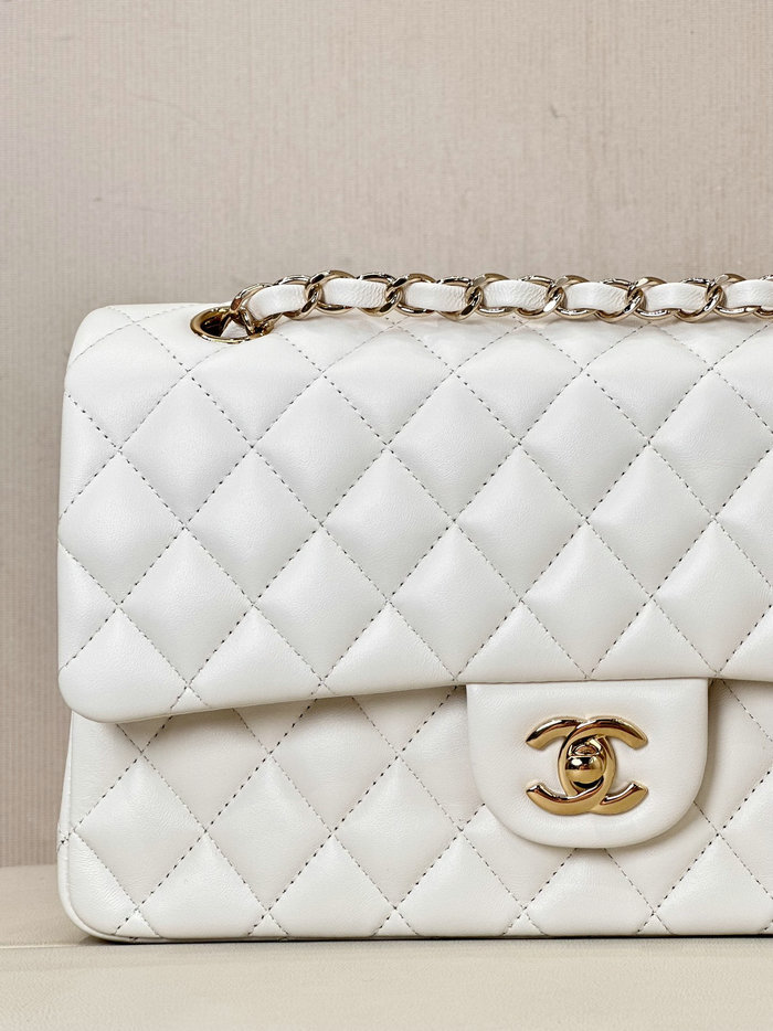 Medium Chanel Lambskin Flap Bag A01112 White