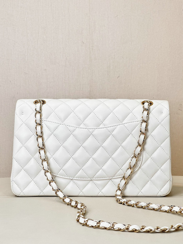 Medium Chanel Lambskin Flap Bag A01112 White