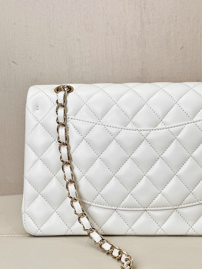 Medium Chanel Lambskin Flap Bag A01112 White