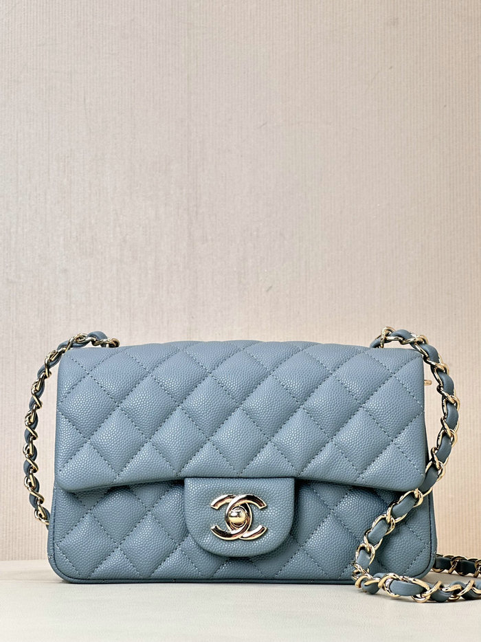 Small Chanel Grained Calfskin Flap Bag A01116 Blue