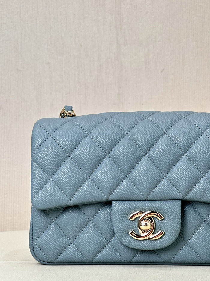 Small Chanel Grained Calfskin Flap Bag A01116 Blue