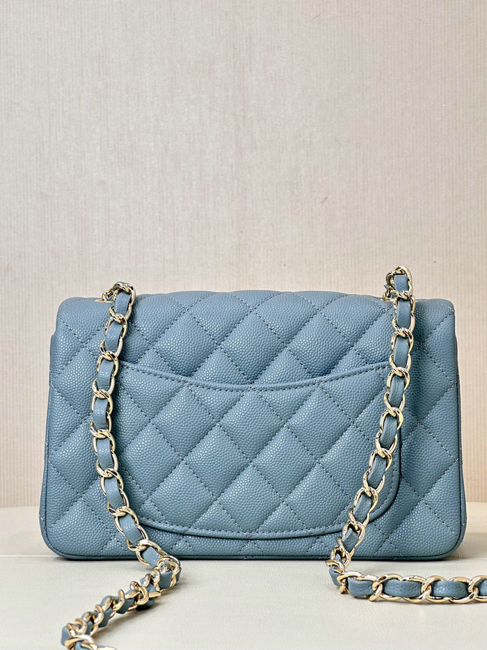 Small Chanel Grained Calfskin Flap Bag A01116 Blue